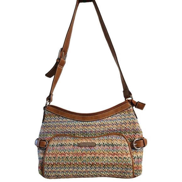 Women's Naturalizer Multicolor Woven Straw Purse Shoulder Bag Zipper Closure Use - Picture 1 of 7